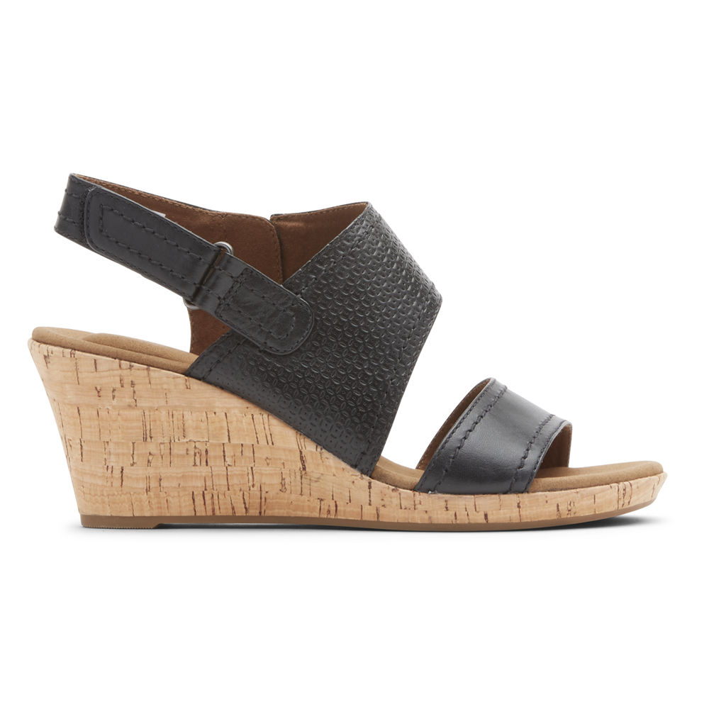 Sandalias Rockport Mujer Mexico - Briah Asymmetrical 2-Piece Negros - LPRXS3059